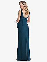 Rear View Thumbnail - Atlantic Blue Wide Strap Square Neck Maternity Trumpet Gown