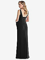 Rear View Thumbnail - Black Wide Strap Square Neck Maternity Trumpet Gown