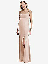 Front View Thumbnail - Cameo Wide Strap Square Neck Maternity Trumpet Gown
