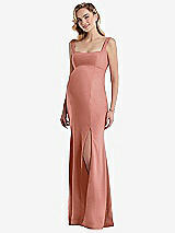 Front View Thumbnail - Desert Rose Wide Strap Square Neck Maternity Trumpet Gown
