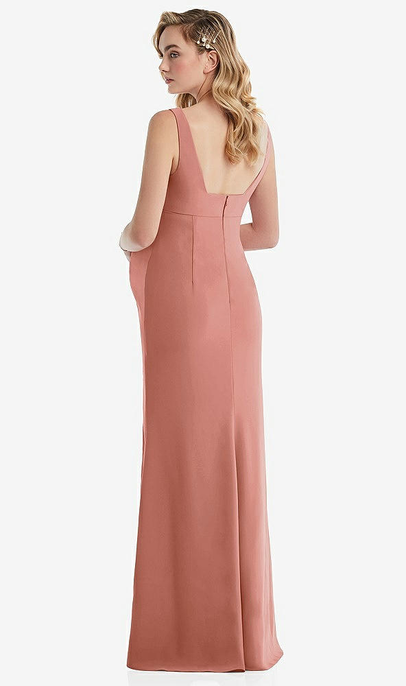 Back View - Desert Rose Wide Strap Square Neck Maternity Trumpet Gown