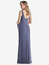 Rear View Thumbnail - French Blue Wide Strap Square Neck Maternity Trumpet Gown