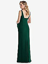 Rear View Thumbnail - Hunter Green Wide Strap Square Neck Maternity Trumpet Gown