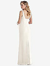 Rear View Thumbnail - Ivory Wide Strap Square Neck Maternity Trumpet Gown