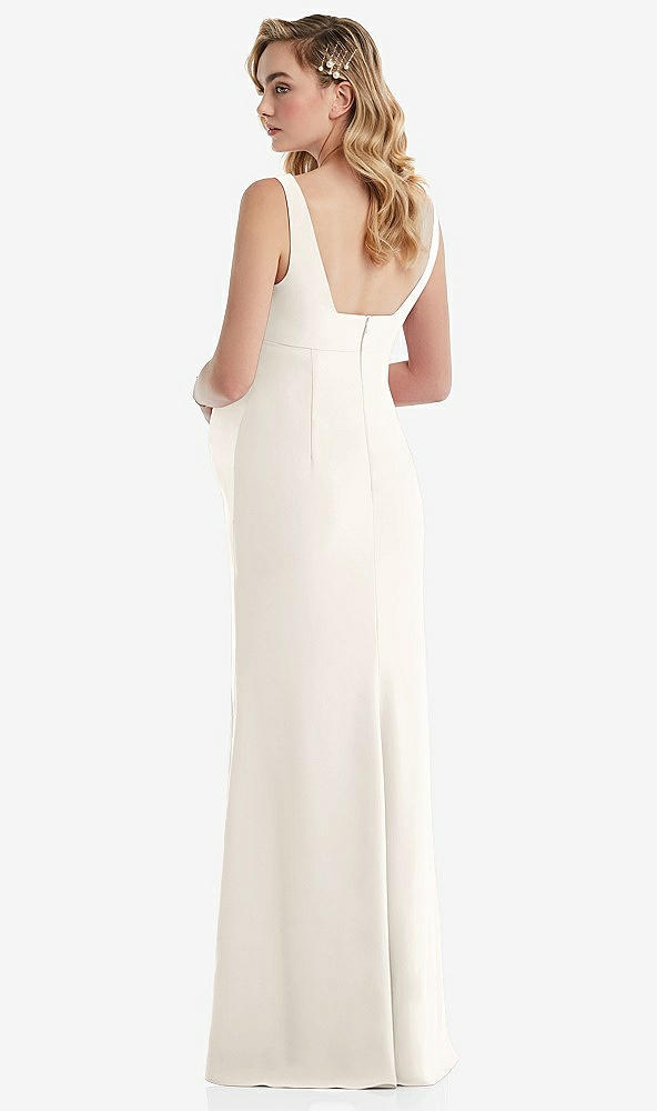 Back View - Ivory Wide Strap Square Neck Maternity Trumpet Gown