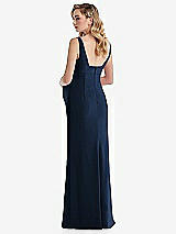 Rear View Thumbnail - Midnight Navy Wide Strap Square Neck Maternity Trumpet Gown