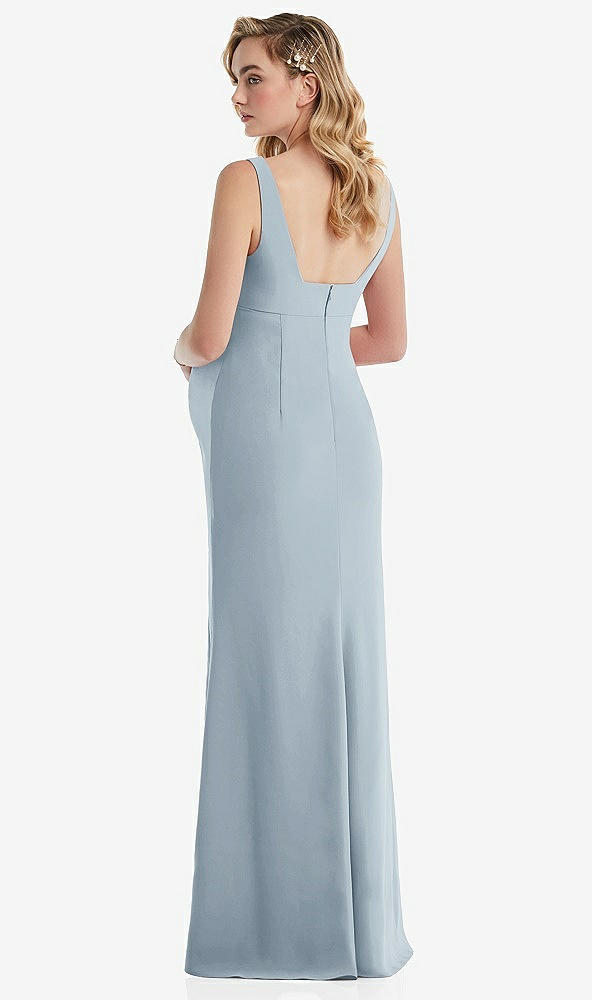 Back View - Mist Wide Strap Square Neck Maternity Trumpet Gown