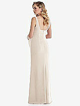 Rear View Thumbnail - Oat Wide Strap Square Neck Maternity Trumpet Gown