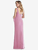 Rear View Thumbnail - Powder Pink Wide Strap Square Neck Maternity Trumpet Gown
