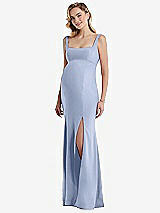 Front View Thumbnail - Sky Blue Wide Strap Square Neck Maternity Trumpet Gown
