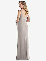 Rear View Thumbnail - Taupe Wide Strap Square Neck Maternity Trumpet Gown