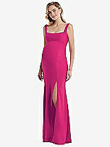 Front View Thumbnail - Think Pink Wide Strap Square Neck Maternity Trumpet Gown