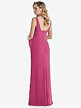Rear View Thumbnail - Tea Rose Wide Strap Square Neck Maternity Trumpet Gown