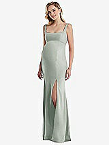 Front View Thumbnail - Willow Green Wide Strap Square Neck Maternity Trumpet Gown