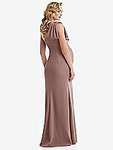 Rear View Thumbnail - Sienna One-Shoulder Ruffle Sleeve Maternity Trumpet Gown