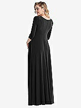 Rear View Thumbnail - Black 3/4 Sleeve Wrap Bodice Maternity Dress