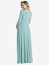 Rear View Thumbnail - Canal Blue 3/4 Sleeve Wrap Bodice Maternity Dress