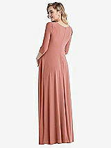 Rear View Thumbnail - Desert Rose 3/4 Sleeve Wrap Bodice Maternity Dress