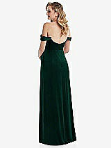 Rear View Thumbnail - Evergreen Off-the-Shoulder Flounce Sleeve Velvet Maternity Dress