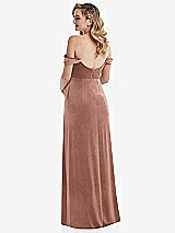 Rear View Thumbnail - Tawny Rose Off-the-Shoulder Flounce Sleeve Velvet Maternity Dress
