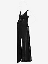 Side View Thumbnail - Black V-Neck Closed-Back Velvet Maternity Dress with Pockets