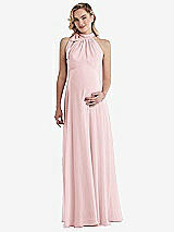 Front View Thumbnail - Ballet Pink Scarf Tie High Neck Halter Chiffon Maternity Dress