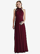 Front View Thumbnail - Cabernet Scarf Tie High Neck Halter Chiffon Maternity Dress