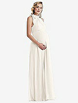 Side View Thumbnail - Ivory Scarf Tie High Neck Halter Chiffon Maternity Dress