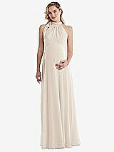 Front View Thumbnail - Oat Scarf Tie High Neck Halter Chiffon Maternity Dress