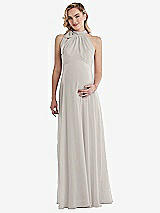 Front View Thumbnail - Oyster Scarf Tie High Neck Halter Chiffon Maternity Dress
