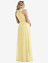 Rear View Thumbnail - Pale Yellow Scarf Tie High Neck Halter Chiffon Maternity Dress