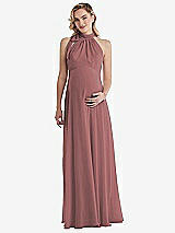 Front View Thumbnail - Rosewood Scarf Tie High Neck Halter Chiffon Maternity Dress