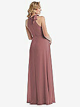 Rear View Thumbnail - Rosewood Scarf Tie High Neck Halter Chiffon Maternity Dress