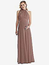 Front View Thumbnail - Sienna Scarf Tie High Neck Halter Chiffon Maternity Dress