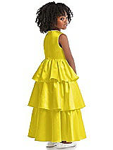 Rear View Thumbnail - Citrus Jewel Neck Tiered Skirt Satin Flower Girl Dress
