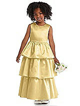 Front View Thumbnail - Buttercup Jewel Neck Tiered Skirt Satin Flower Girl Dress