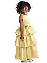 Side View Thumbnail - Buttercup Jewel Neck Tiered Skirt Satin Flower Girl Dress