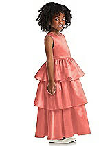Side View Thumbnail - Ginger Jewel Neck Tiered Skirt Satin Flower Girl Dress