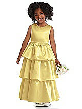 Front View Thumbnail - Sunflower Jewel Neck Tiered Skirt Satin Flower Girl Dress