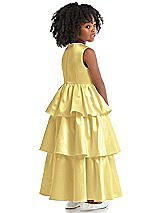 Rear View Thumbnail - Sunflower Jewel Neck Tiered Skirt Satin Flower Girl Dress
