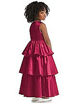 Rear View Thumbnail - Valentine Jewel Neck Tiered Skirt Satin Flower Girl Dress