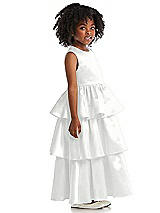 Side View Thumbnail - White Jewel Neck Tiered Skirt Satin Flower Girl Dress