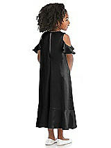 Rear View Thumbnail - Black Ruffled Cold Shoulder Flower Girl Dress