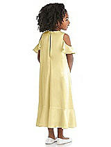 Rear View Thumbnail - Pale Yellow Ruffled Cold Shoulder Flower Girl Dress