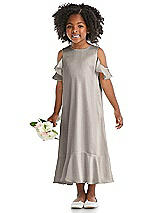 Alt View 1 Thumbnail - Taupe Ruffled Cold Shoulder Flower Girl Dress