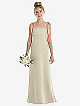 Front View Thumbnail - Champagne Tie Shoulder Empire Waist Junior Bridesmaid Dress