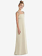 Side View Thumbnail - Champagne Tie Shoulder Empire Waist Junior Bridesmaid Dress