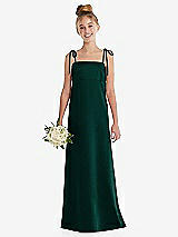 Front View Thumbnail - Evergreen Tie Shoulder Empire Waist Junior Bridesmaid Dress