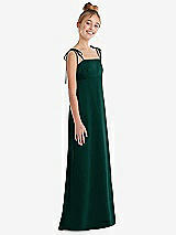 Side View Thumbnail - Evergreen Tie Shoulder Empire Waist Junior Bridesmaid Dress