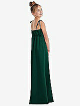 Rear View Thumbnail - Hunter Green Tie Shoulder Empire Waist Junior Bridesmaid Dress
